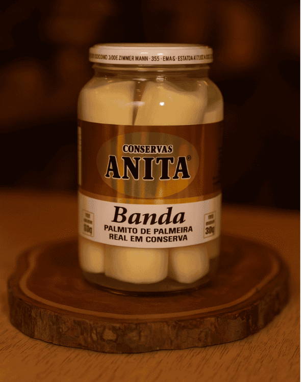 Palmito de Palmeira Real Banda em Conserva 550g - Conservas Anita