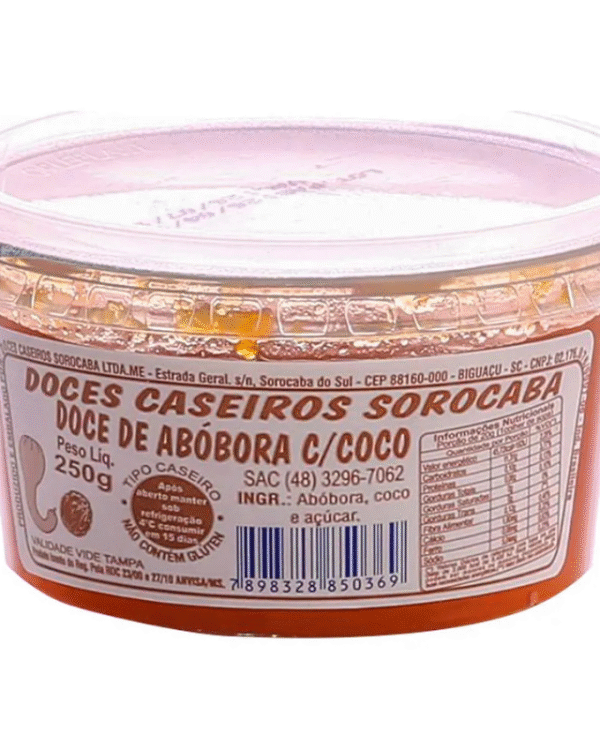 Doce de Abóbora com Coco  500g - Doces Sorocaba