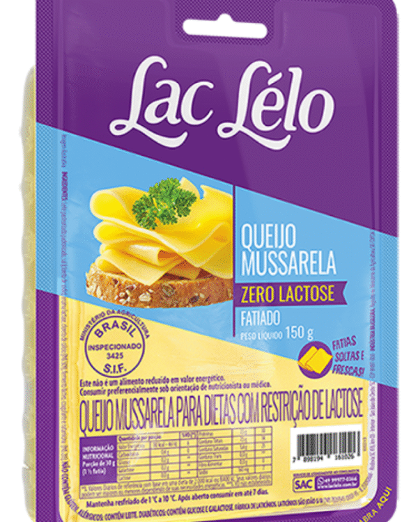 Queijo Mussarela Zero Lactose fatiado 150g - Lac Lélo