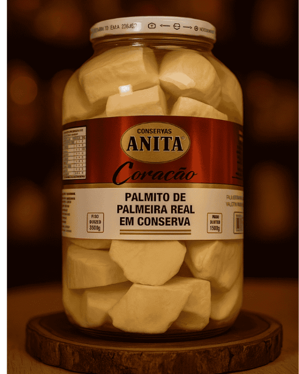 Palmito de Palmeira Real Coração em Conserva 1,8kg - Conservas Anita